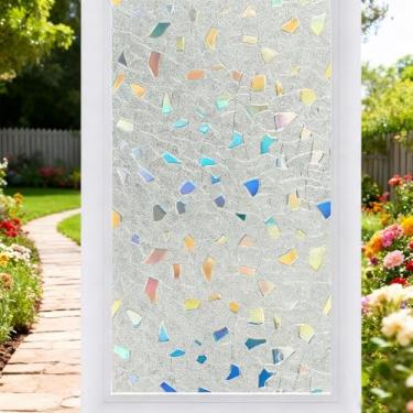 Imagem de 1 pacote com película de privacidade para janela de vitral, aderência estática, removível, bloqueio UV para banheiro, escritório, casa, móveis, portas, 29 x 100 cm, puro