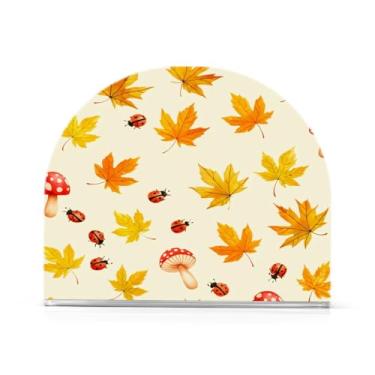 Imagem de Wassud Porta-guardanapos acrílico cogumelo folhas de outono, dispensador de guardanapo de papel moderno em forma de U para mesa, cozinha, sala de jantar, bancada 1 peça (comporta 50-60 guardanapos)