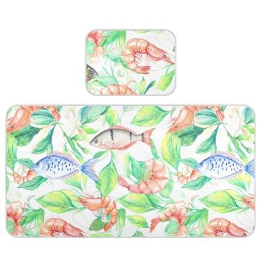Imagem de Burbuja Tapete refrescante para bebês, peixes, plantas, tapete de cama de seda gelada para colchão de berço, almofada de dormir com fronha para meninas e meninos, 71 x 132 cm
