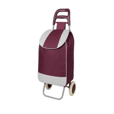 Imagem de Carrinho de Feira Dobrável Reforçado com Rodas – Carrinho de Compras Mercado Bolsa 30kg(VINHO)