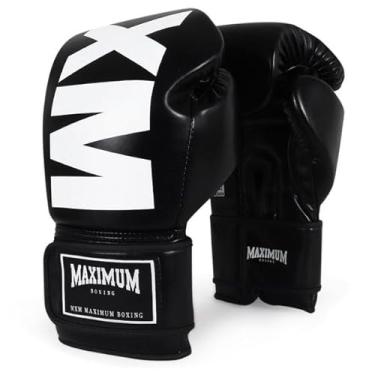 Imagem de Par Luva Mxm Maximum Boxe Tailandes Muay Thai Kickboxing (10 Oz, Preto/Branco)