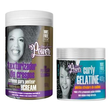 Imagem de Kit Soul Power Big Black Cream 800g + Curly Gelatine 400g
