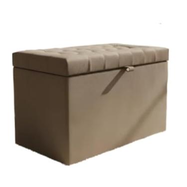 Imagem de Banqueta Decorativa Com EspaçO De Armazenamento - FáCil Acesso(MARROM CLARO,Pés em PVC)