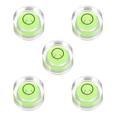 Imagem de PATIKIL 5 peças de nível de bolha redonda 13 x 7 mm mini circular Bullseye Spirit Levels ferramentas de layout para nivelar câmera tripé telescópio oficina toca-discos quadro de fotos, verde