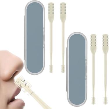 Imagem de Aparador manual de pelos do nariz com 2/4 peças de cabeça dupla - Lâmina rotativa de 360°, ferramenta 2 em 1 para pelos do nariz e da orelha, essencial para cuidados portáteis sem bateria para casa e
