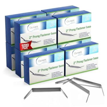 Imagem de OLYMPX 1000 peças de bases de fixação de papel premium de 5 cm de capacidade, base de 6 cm para acessórios de pasta de clipe de arquivo de papel (pacote com 10 caixas)
