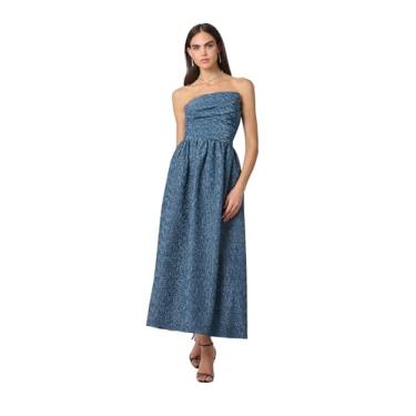 Imagem de Shoshanna Vestido feminino de safira meia-noite Jacquard Sanders, Safira, 36