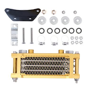 Imagem de aqxreight Kit de Resfriador de óleo de Motor Universal Radiador Dourado Com Acessórios de Montagem para Motocicleta Dirt Pit Bike ATV Aumente e Use a Experiência do Quadro Com óleo Dourado