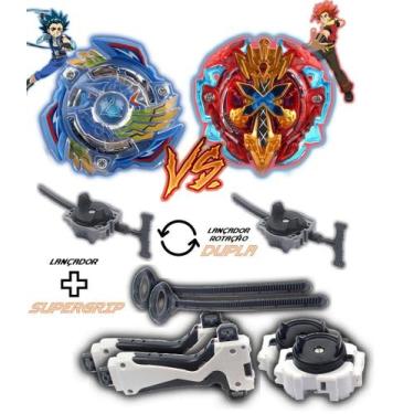 Imagem de Kit 2 Beyblade Burst + 4 Lançadores Valtryek Vs Xcalibur Tornado Gyro 