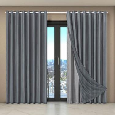 Imagem de Cortina Dual Forro Microfibra c/ Voil Liso 4,00m x 2,70m 100% Poliéste