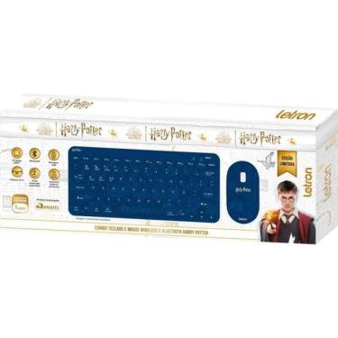 Imagem de Kit Teclado E Mouse Sem Fio Letron Harry Potter Azul