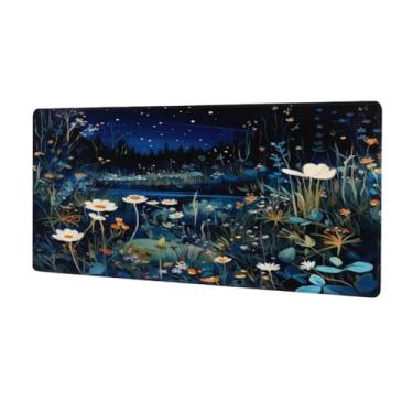 Imagem de Tapete de rato com flores grandes, bonito, à prova d'água, para computador, estendido, tapete protetor de mesa, base de borracha antiderrapante, para escritório, computador, teclado, laptop e mesa de