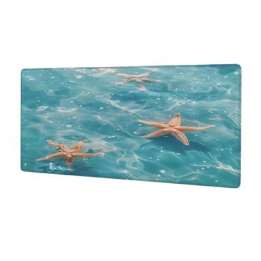 Imagem de Tapete de rato grande, estrela-do-mar, oceano, água, impermeável, tapete protetor de mesa estendido para computador, base de borracha antiderrapante para escritório, computador, teclado, laptop e mesa