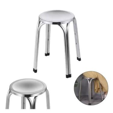 Imagem de Banqueta Aço Inox Banco Mocho 29x47cm Profissional Hospital FRG0335 Fr