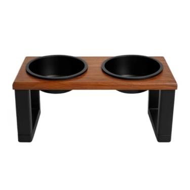 Imagem de Comedouro Pet Elevado Tampa Hermética Tigelas Duplas Plástico Cães Gatos Exquisitamente Trabalhado e Esteticamente Agradável Leve (M)