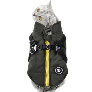 Imagem de Jaqueta quente para animais de estimação, colete quente com zíper para cães com arnês casaco de inverno para cães pequenos - colete pequeno para animais de estimação, casaco de inverno para clima frio