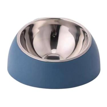 Imagem de Tigela Para Gatos e Cachorro De Pés Altos Com Proteção Do Pescoço De Aço Inoxidável Animais De Estimação Antiderrapante Exquisitamente Trabalhado e Esteticamente Agradável Leve (LX-W68-AZUL)