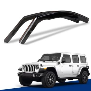 Imagem de AceRide Viseiras de janela no canal compatíveis com Jeep Wrangler JL 2 portas 2018-2024, para Jeep Gladiator 2020-2024, protetores de chuva protetores solares defletor de janela, 4 peças