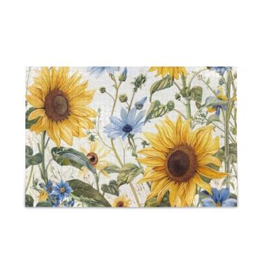 Imagem de Quebra-cabeça de 1000 peças, girassóis e flores azuis, presente faça você mesmo, com bolsa de armazenamento de malha para adultos e adolescentes