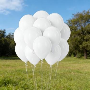 Imagem de Balões de látex, pacote com 100 balões redondos de hélio de 30,5 cm para decoração de aniversário, chá de panela, festa de casamento