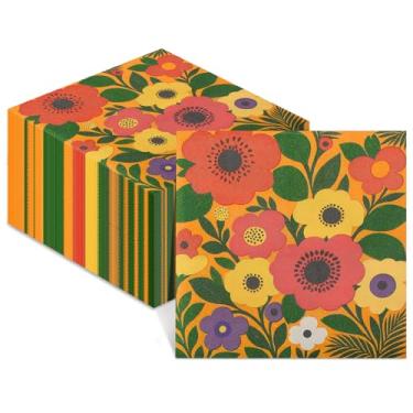 Imagem de Weekgrat Guardanapos de festa com tema cubano 100 guardanapos decorativos de coquetel toalhas de mão descartáveis de papel de 3 camadas, 12,7 cm x 12,7 cm