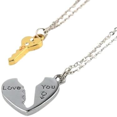 Imagem de Colar Metades Casal Coração E Chave I Love You Par Com Caixa