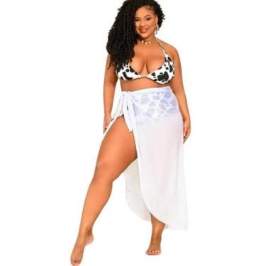 Imagem de Saia Pareô Plus Size Saida De Praia Amarrar Canga - Rv Modas, Branco