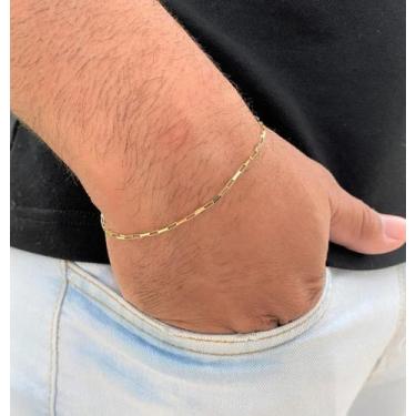 Imagem de Pulseira de ouro 18k Tijolinho cartier21 CM - Elegancy Joias, comprime