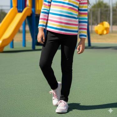Imagem de Legging Infantil Menina Kyly em Cotton Azul Marinho, 2, Preto