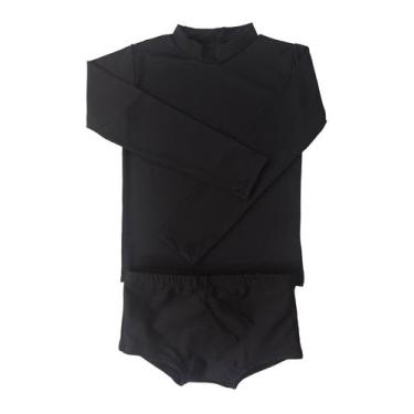 Imagem de Conjunto proteção Uv menino preto - camiseta e sunga 0 a 16 anos - Ger