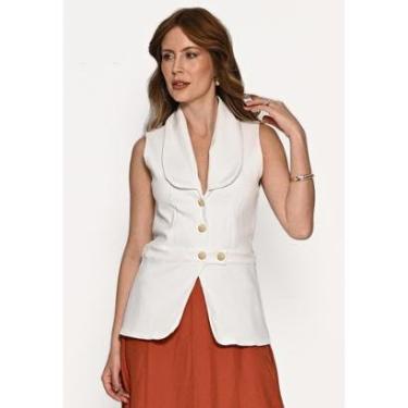 Imagem de Colete Bisô Alfaiataria Alongado Off White-Feminino