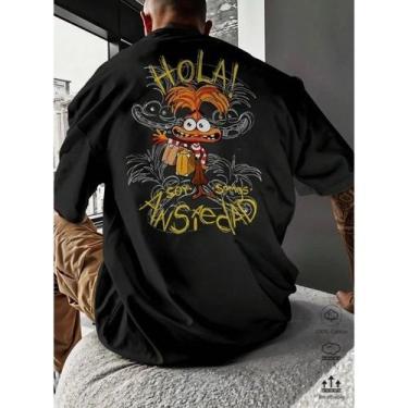 Imagem de Camiseta Oversized Streetwear Camisa 100% Algodão Estampada Urso Anjo 