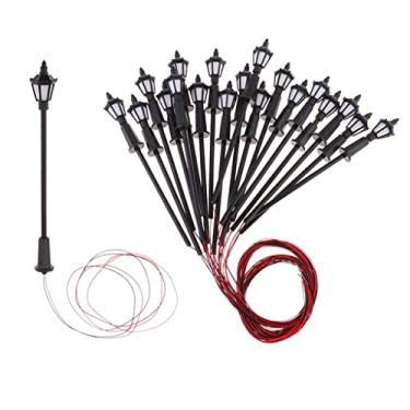 Imagem de JWQFBC Conjunto de 20 Miniaturas de Postes de Luz HO OO para Jardim com LED, 20 unidades 1:75