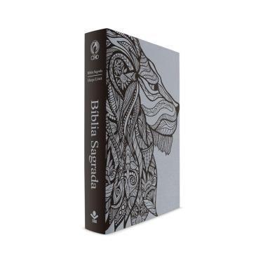 Imagem de Bíblia Leão Prateado com Harpa - Capa Dura Luxo - Letra Grande