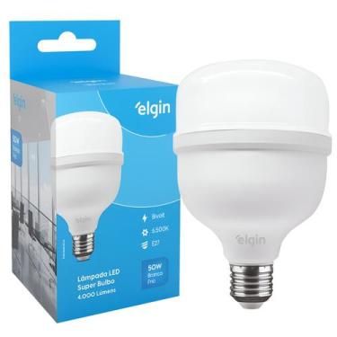 Imagem de Lâmpada Led Super Bulbo 50w Alta Potência Bivolt Branco Frio Elgin