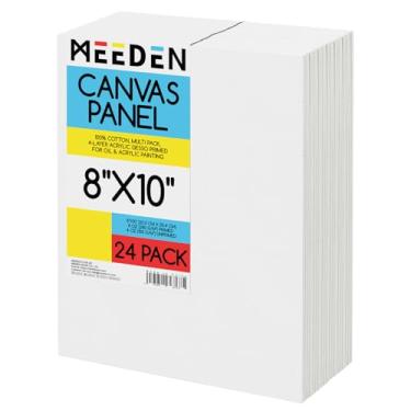 Imagem de MEEDEN Pacote Com 24 Telas 100% Algodão Para Pintura - Painéis Em Branco De 8 X 10 Pol., A Óleo E Acrílica, Materiais Arte Prontos Pintar, Artistas Profissionais Estudantes