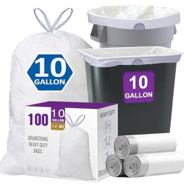 Imagem de Sacos de lixo com cordão de 100 galões 100 sacos de lixo resistentes de 1,2 mil compatíveis com a lixeira Rubbermaid Brute de 10 galões e serve para todas as latas de 7, 9, 10, 13 galões para cozinha