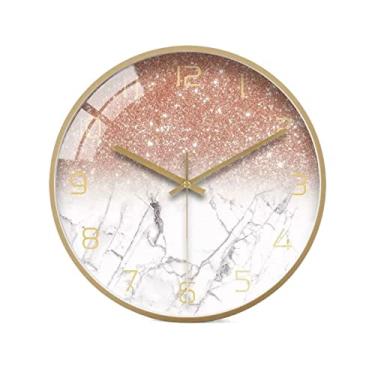 Imagem de Relógio de parede minimalista moderno decoração de luxo quarto sala de estar mudo moda relógio de ponto (A 14 POLEGADAS)