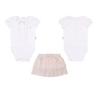 Imagem de Conjunto Bebê Menina Body Malha + Saia Linho Paraiso 15436-Feminino