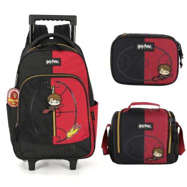 Imagem de Kit Mochila De Rodinha Lancheira Estojo Escolar Harry Potter-Unissex