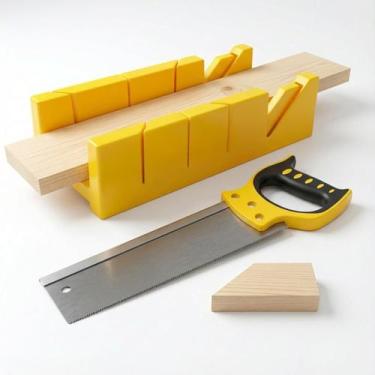 Imagem de Kit Serrote Com Gabarito Para Corte 45 E 90 Madeira Pvc - MTE