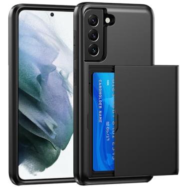 Imagem de SZSSZSM Capa carteira para Samsung Galaxy S21 Plus com suporte para cartão, camada dupla, proteção de grau militar, à prova de choque, compartimento oculto para cartão, capa de telefone slim fit