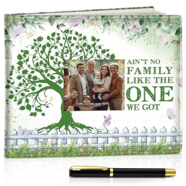 Imagem de Patelai Decorações de lembrancinhas de festa de reunião de família Livro de visitas Sign in Tree Guest Book Decorações de reunião com caneta, 112 páginas (fresco)