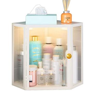 Imagem de Prateleira flutuante triangular de aço branco - Rack de armazenamento de canto montado na parede para banheiro e cozinha - design sem perfuração, sobre o armário do vaso sanitário, 42 x 35 cm