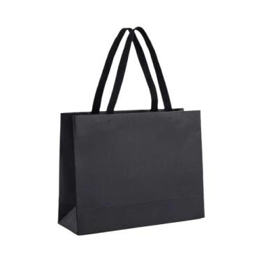 Imagem de Sacola De Papel Kraft Preta Premium Para Casamento, Natal, Festas, Doc