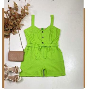 Imagem de Macaquinho Linho com Elastano Size - G68 boutique, Verde, M