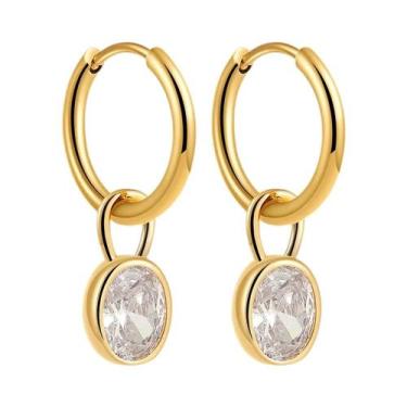 Imagem de Brincos De Argola Huggie Femininos Em Aço Inoxidável Banhado a Ouro Co