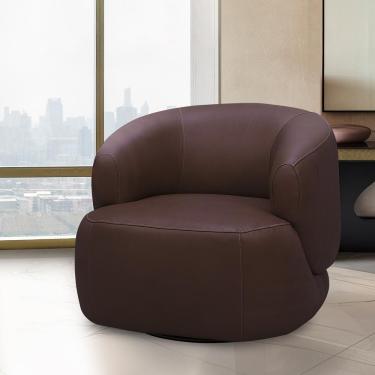 Imagem de Kit 2 Poltronas Decorativas Verona Sala de Estar Base Giratória Aço Couro Marrom Chocolate