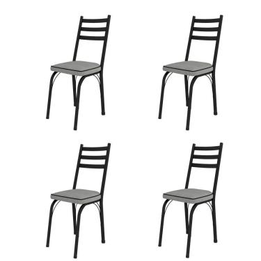 Imagem de Conjunto Com 4 Cadeiras Preto Fosco Assento Platina