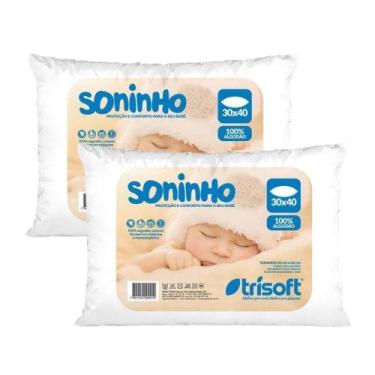 Imagem de Kit 02 Travesseiros Bebê 30x40cm Soninho Hipoalergênico Trisoft